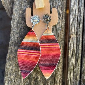 Serape print leather earrings